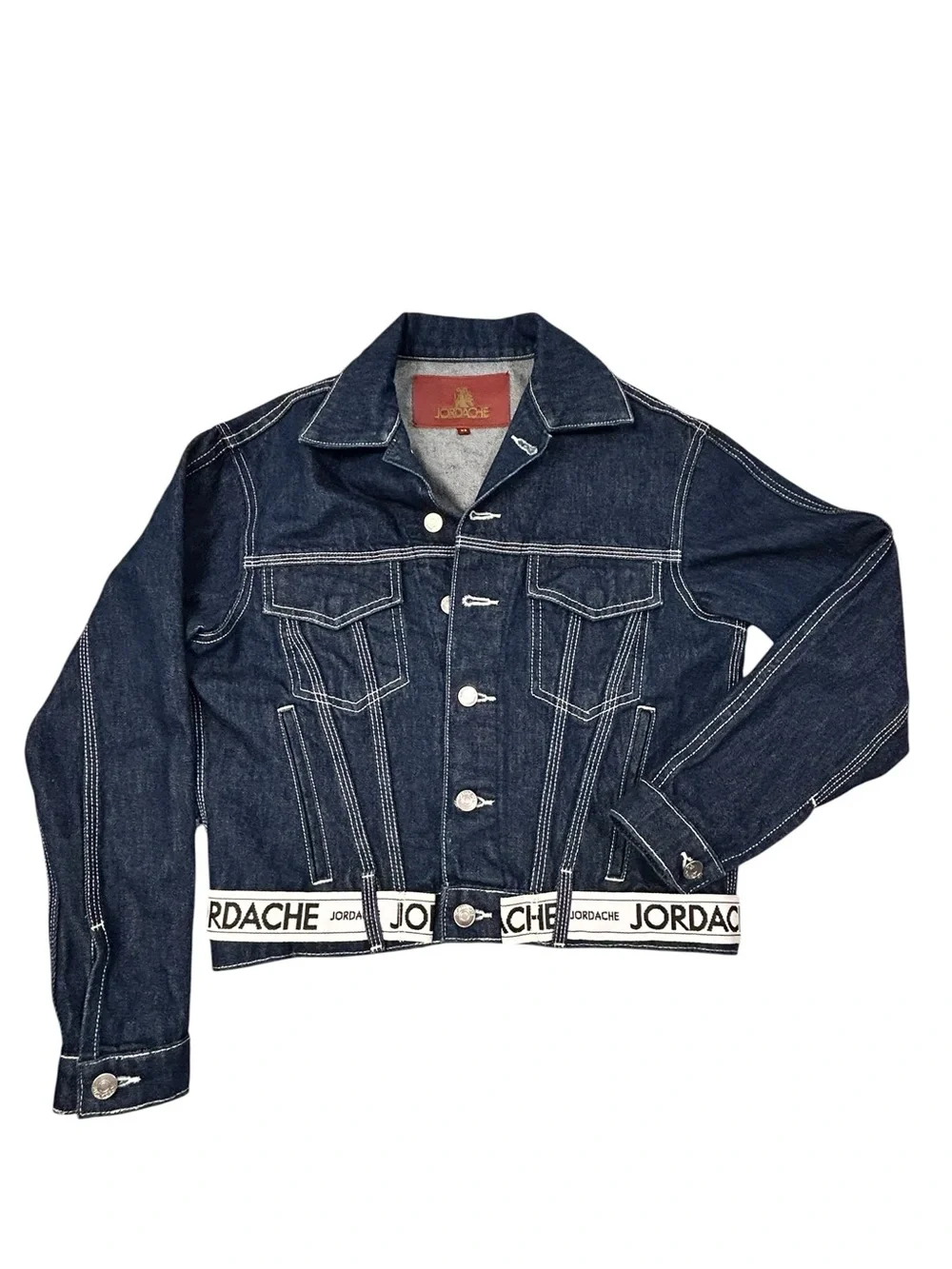 Jordache Rinse Cropped Jacket Women’s NWOT XS White‎ Cinch Belted Retro Denim